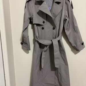 Jack and Jones Gray Double-Breasted Trench Coat